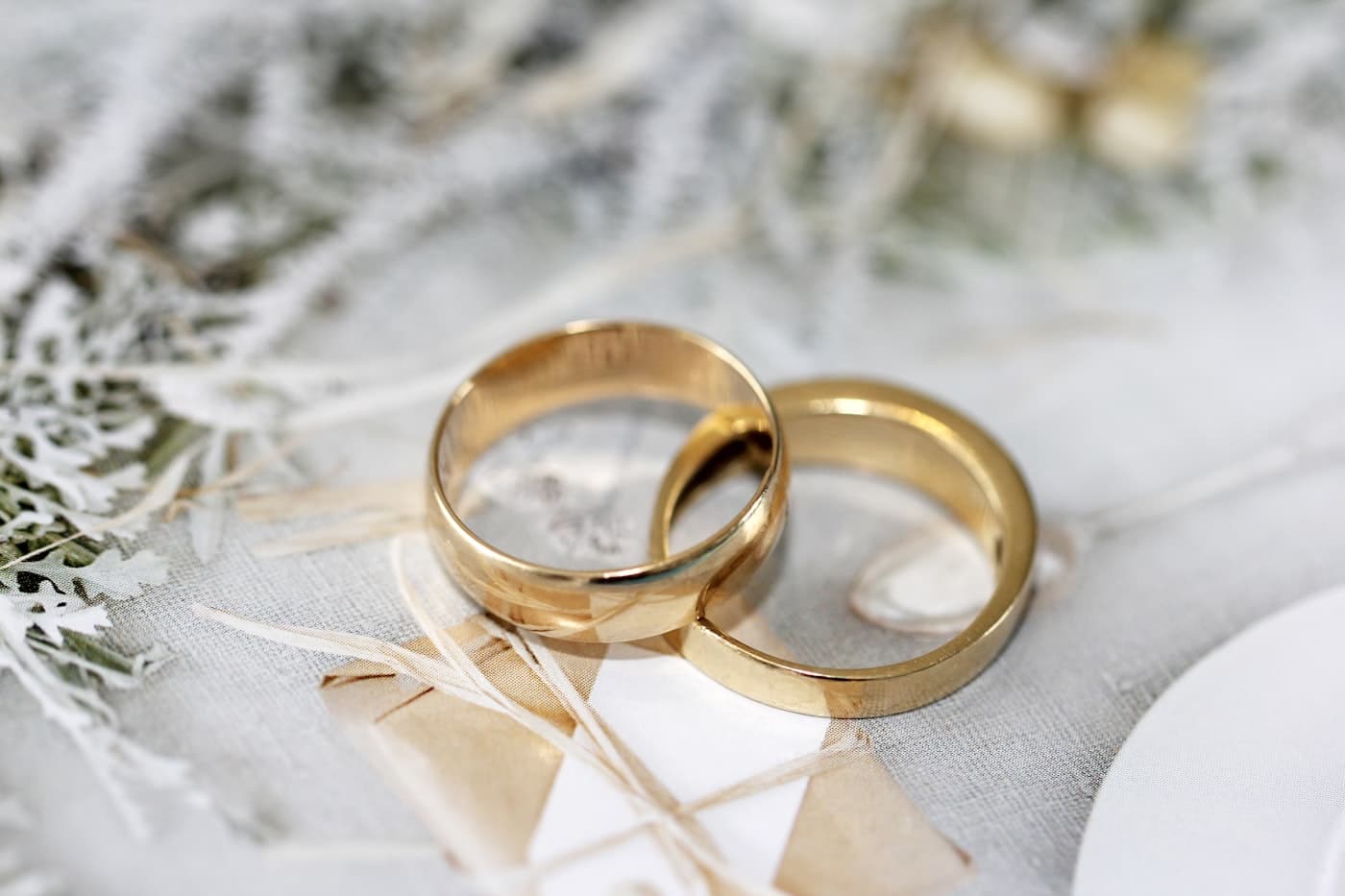 Wedding rings photographed as a refined detail frame