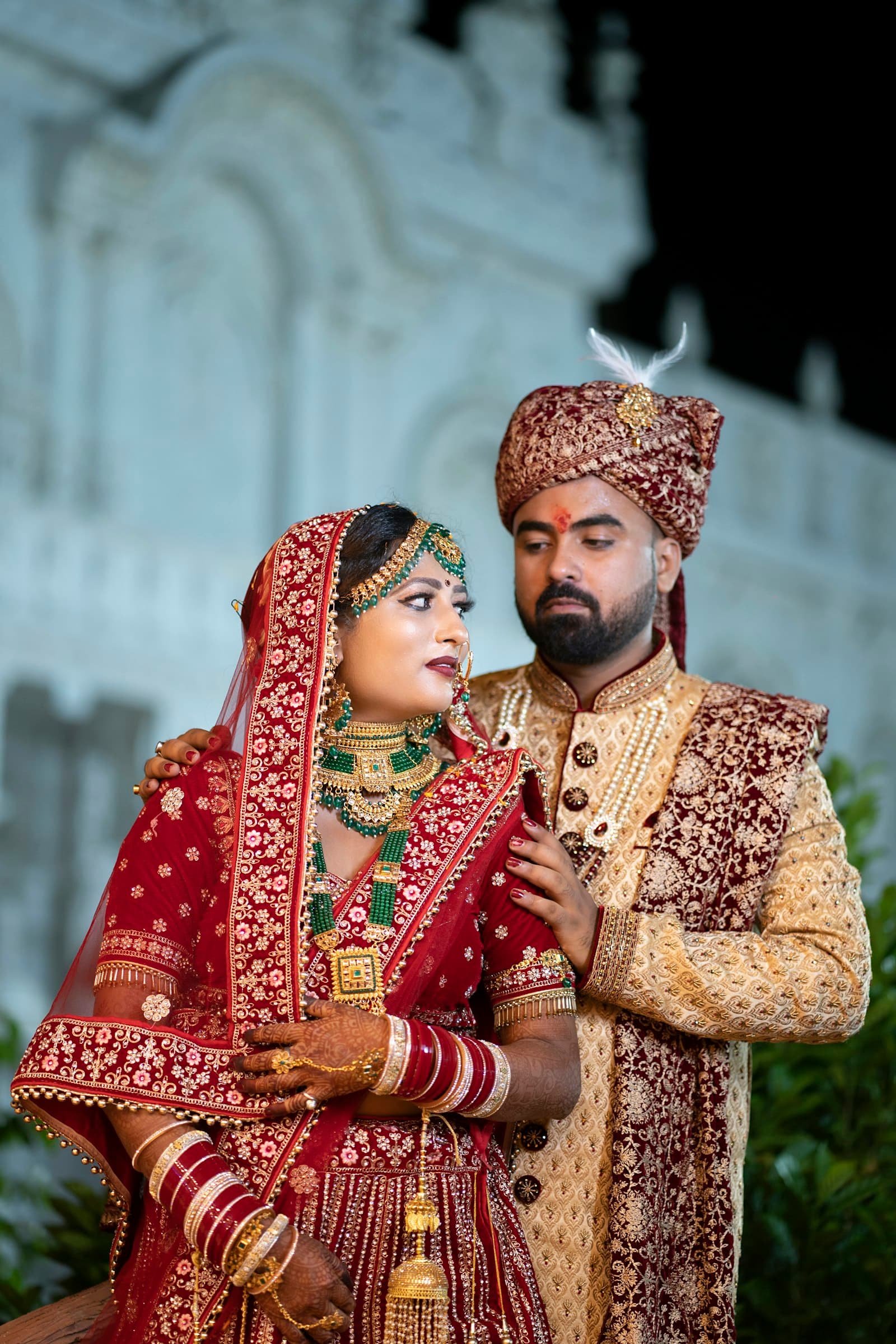Couple portrait in traditional Indian attire